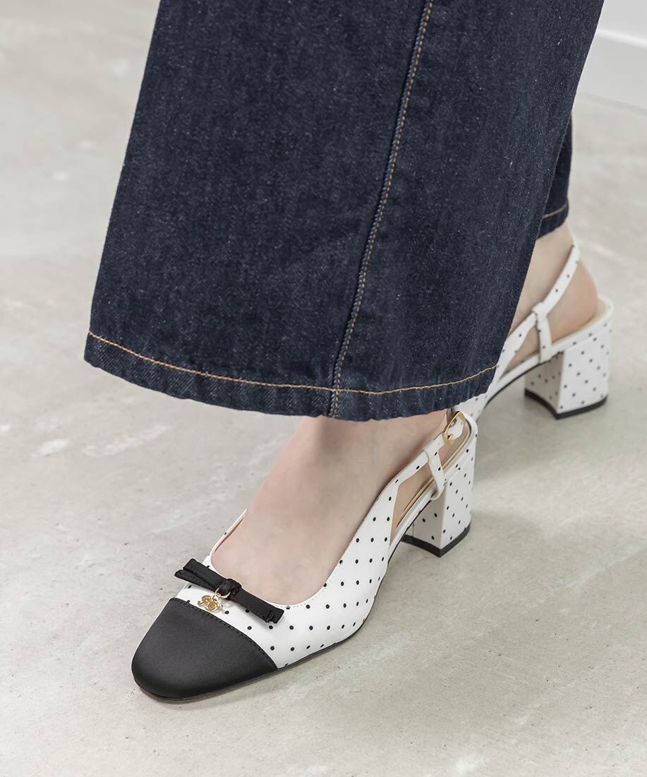  「ミニリボンバックストラップパンプス」|パンプス|ホワイト