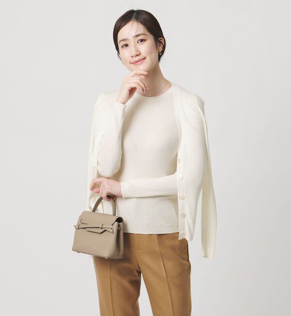 UNITED ARROWS「シルク リブ クルーネック ニット」|ニット・セーター|WHITE