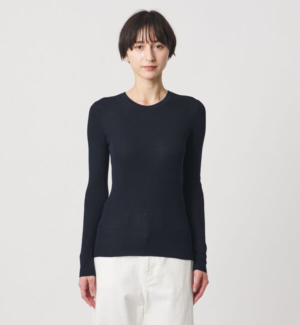 UNITED ARROWS「シルク リブ クルーネック ニット」|ニット・セーター|