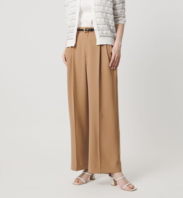 UNITED ARROWS「P 2タック ワイドパンツ ‐吸水速乾 帯電防止 接触冷感 ウォッシャブル‐」|スラックス|