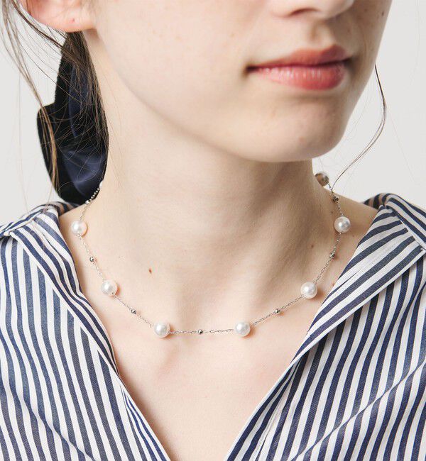 UNITED ARROWS「ステーション イミテーションパール ネックレス」|ネックレス|SILVER