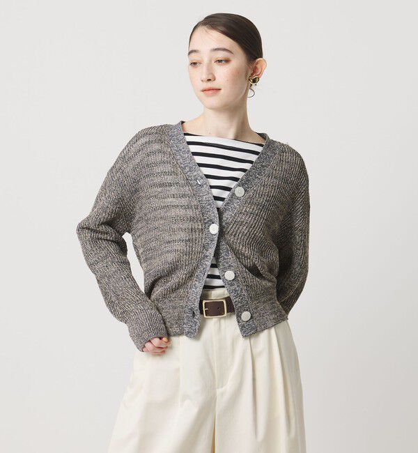 UNITED ARROWS「カラーヤーン Vネック カーディガン ‐ウォッシャブル‐」|カーディガン|DK.GRAY