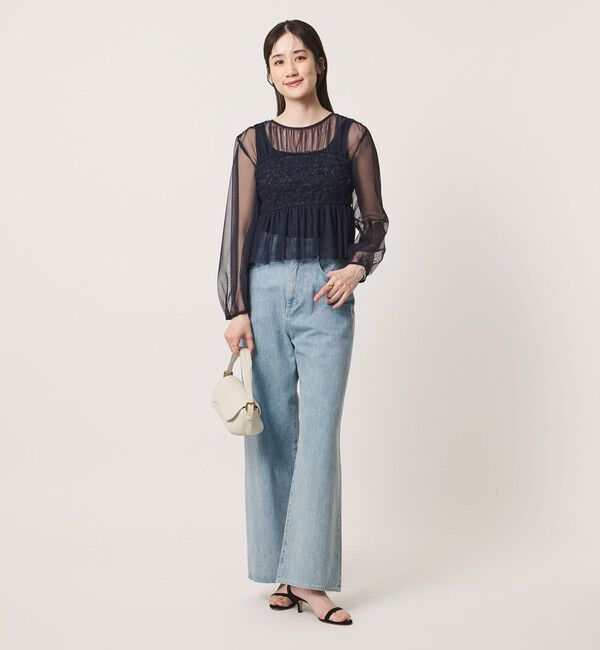 UNITED ARROWS「チュール サテン コンビ ワンピース」|ワンピース|