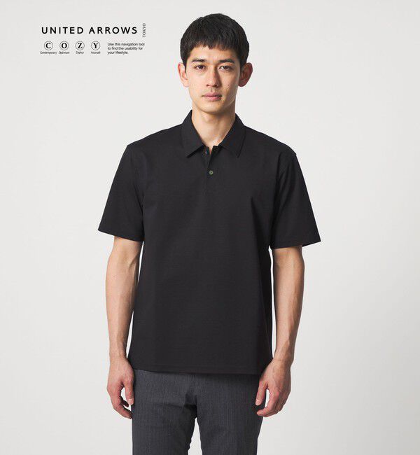 UNITED ARROWS「ポンチ ポロシャツ UA COZY 抗菌防臭 接触冷感」|Tシャツ・カットソー|BLACK