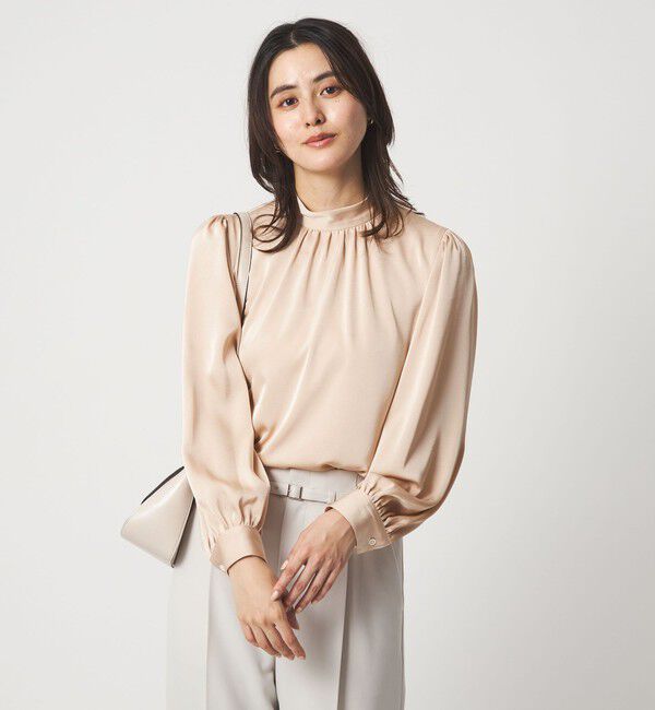 UNITED ARROWS green label relaxing「サテン スタンドネック ギャザー ブラウス」|シャツ・ブラウス|