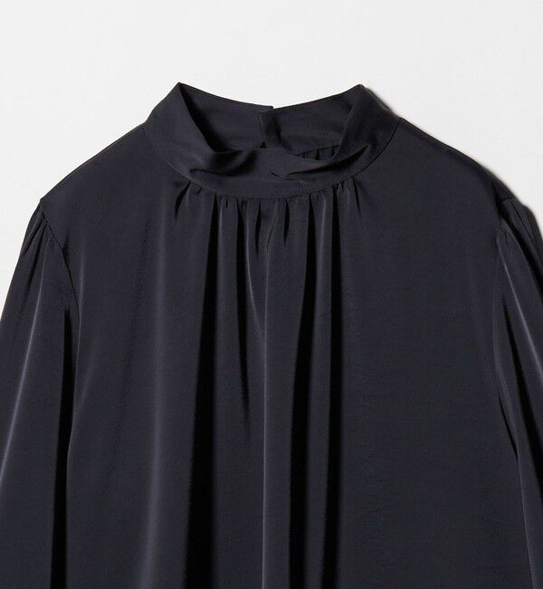 UNITED ARROWS green label relaxing「サテン スタンドネック ギャザー ブラウス」|シャツ・ブラウス|