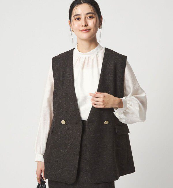 UNITED ARROWS green label relaxing「フェイクパール スタンドネック ブラウス」|シャツ・ブラウス|