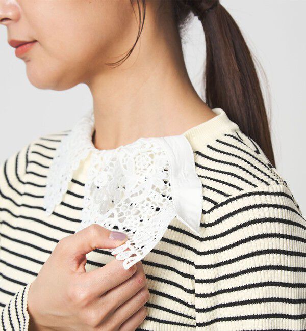 UNITED ARROWS green label relaxing「リブ エリレース 2WAY ニット プルオーバー ウォッシャブル」|ニット・セーター|