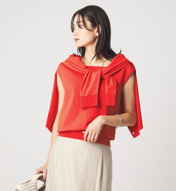 UNITED ARROWS green label relaxing「HIYOKE スクエアネック フレンチスリーブ ニット」|ニット・セーター|