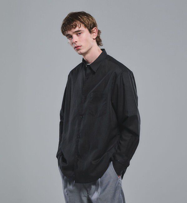 UNITED ARROWS green label relaxing「ラミー ミックス ジャストルーズ 長袖 シャツ」|シャツ・ブラウス|BLACK