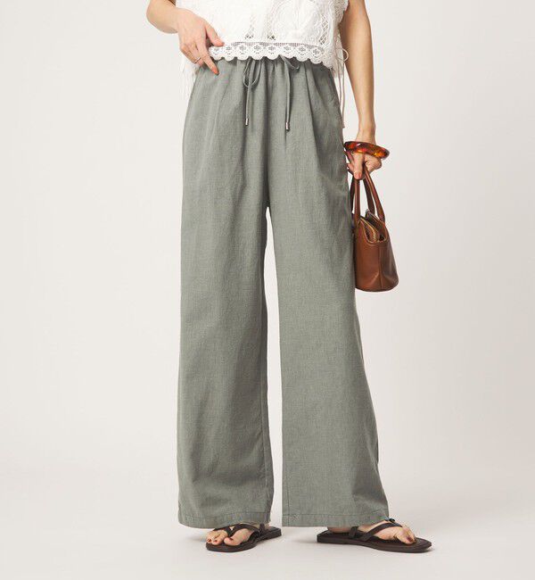 UNITED ARROWS green label relaxing「［size SHORT/TALLあり］BREEZE LINEN ブリーズリネン ワイド パンツ」|その他|OLIVE