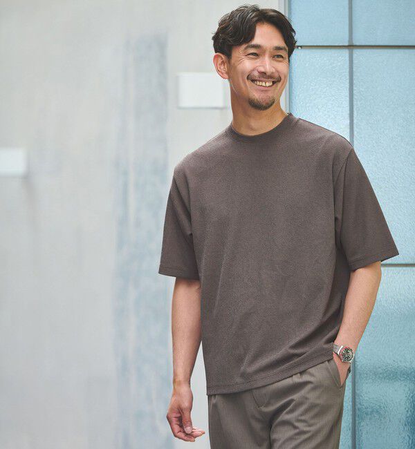 UNITED ARROWS green label relaxing「【WEB限定】JUST fit ピケ パイル 半袖 Tシャツ -吸水速乾・UVカット-」|Tシャツ・カットソー|DK.GRAY