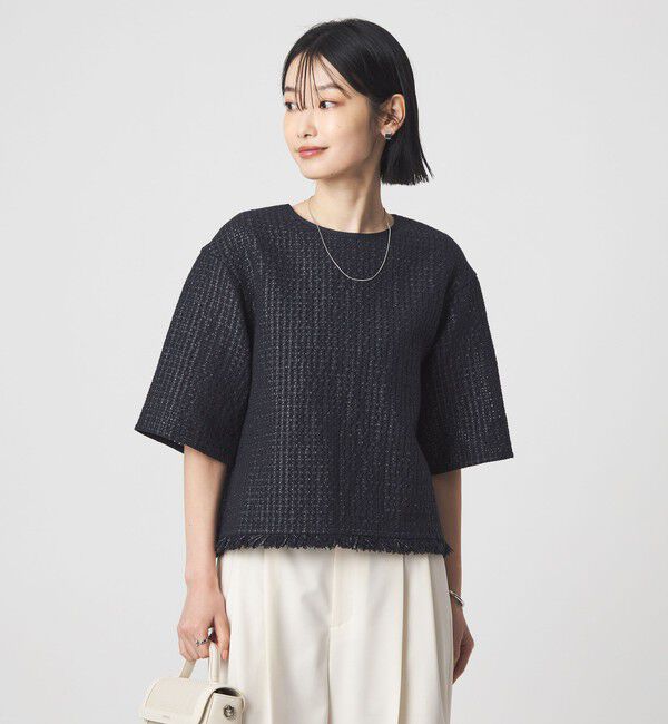 UNITED ARROWS green label relaxing「ラティス ツイードライク プルオーバー」|シャツ・ブラウス|NAVY