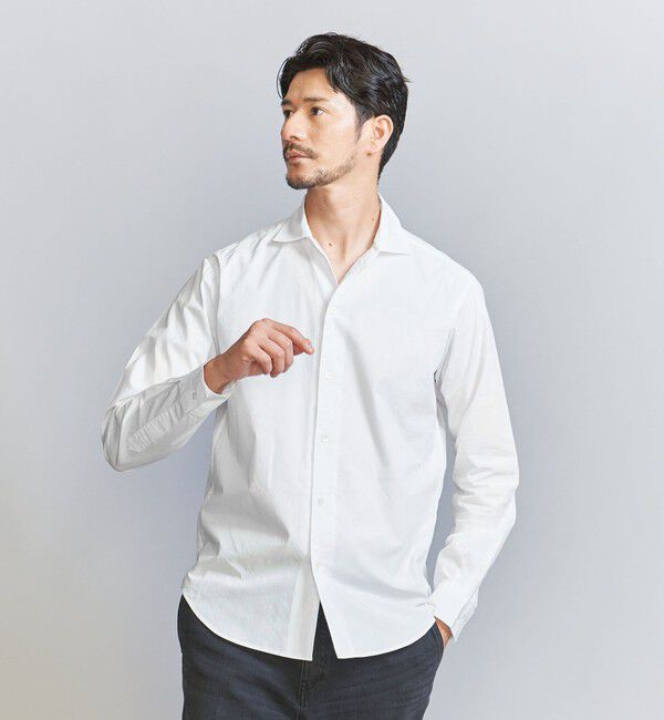 BEAUTY&YOUTH UNITED ARROWS「【WEB限定 WARDROBE SMART】コットン ワイドカラー スキッパー シャツ」|シャツ・ブラウス|