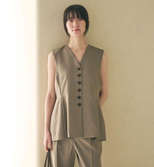 BEAUTY&YOUTH UNITED ARROWS「【WEB限定 Wardrobe DAILY MINIMAL】メランジ ペプラムベスト ウォッシャブル」|ベスト・ジレ|