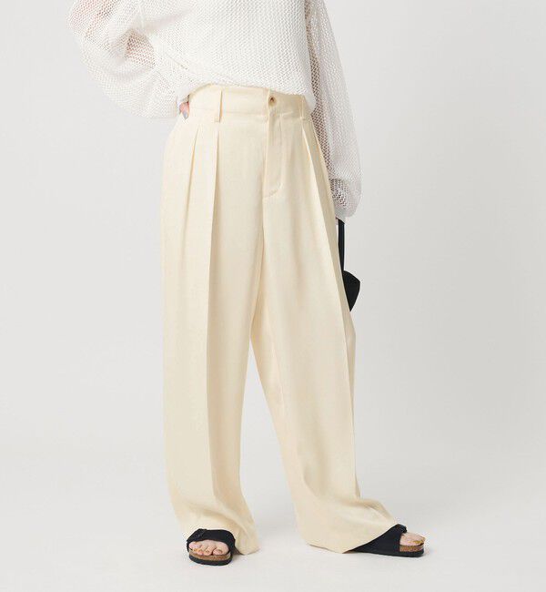 BEAUTY&YOUTH UNITED ARROWS「ポリエステル ドレープ 2タック ワイドパンツ ウォッシャブル」|チノ|OFF WHITE