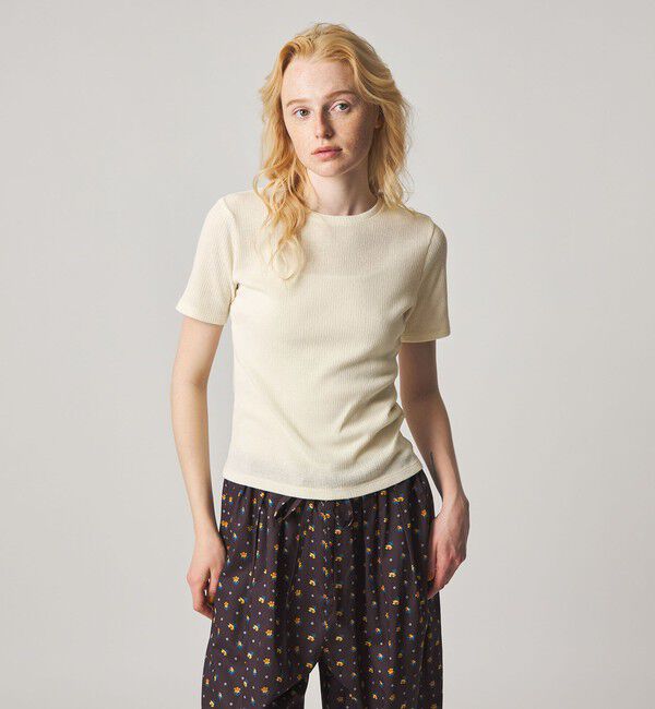 STEVEN ALAN「＜Steven Alan＞リブ ハーフスリーブ プルオーバー」|Tシャツ・カットソー|OFF WHITE