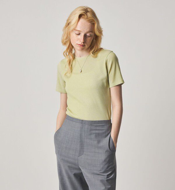STEVEN ALAN「＜Steven Alan＞リブ ハーフスリーブ プルオーバー」|Tシャツ・カットソー|LIME