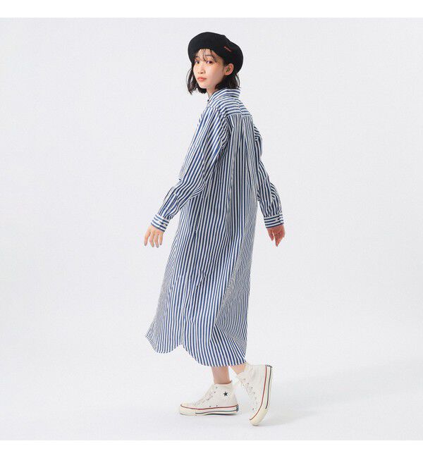 BEAMSBOY「ストライプ BD ワンピース ロングスリーブ」|ワンピース|