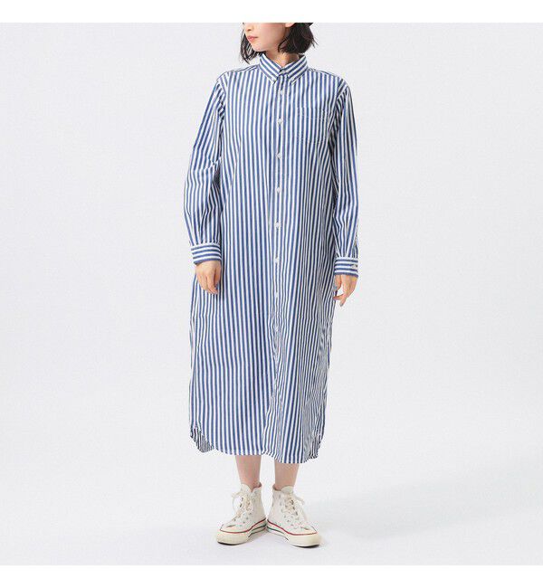 BEAMSBOY「ストライプ BD ワンピース ロングスリーブ」|ワンピース|