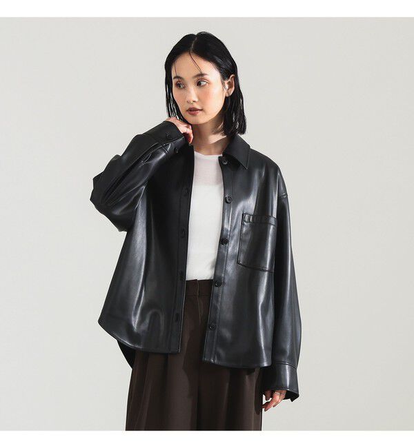 Demi-Luxe BEAMS 「フェイクレザー シャツジャケット」|ダッフルコート|