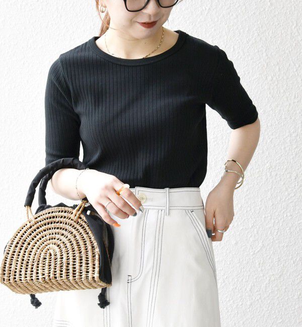 SHIPS any「《一部追加予約》SHIPS any:〈洗濯機可能〉テレコ リブ ハーフスリーブ TEE」|Tシャツ・カットソー|