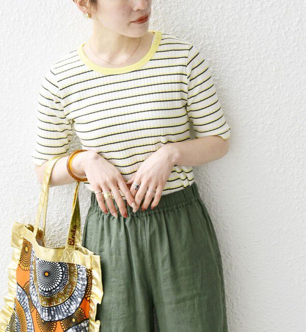 SHIPS any「《一部追加予約》SHIPS any:〈洗濯機可能〉テレコ リブ ハーフスリーブ TEE」|Tシャツ・カットソー|