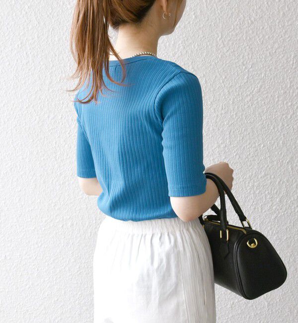 SHIPS any「《一部追加予約》SHIPS any:〈洗濯機可能〉テレコ リブ ハーフスリーブ TEE」|Tシャツ・カットソー|