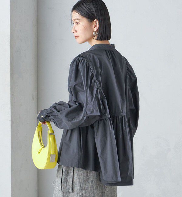 SHIPS for women「〈手洗い可能〉割繊 ナイロン スタンドカラー ギャザー ブルゾン◇」|ブルゾン・スタジャン|