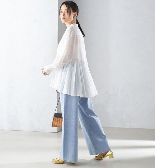 SHIPS for women「〈手洗い可能〉コットン シルク ギャザー ブラウス」|シャツ・ブラウス|