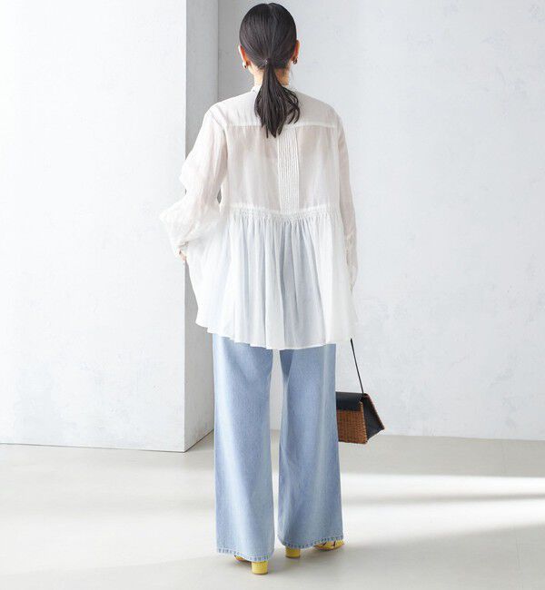 SHIPS for women「〈手洗い可能〉コットン シルク ギャザー ブラウス」|シャツ・ブラウス|