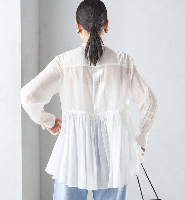 SHIPS for women「〈手洗い可能〉コットン シルク ギャザー ブラウス」|シャツ・ブラウス|