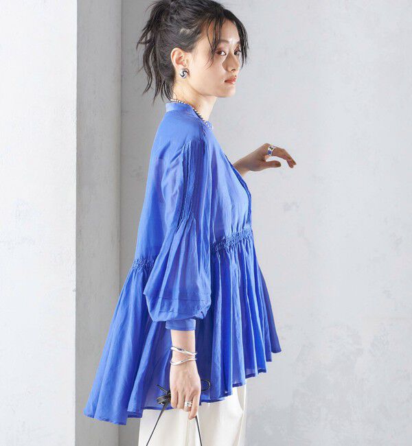 SHIPS for women「〈手洗い可能〉コットン シルク ギャザー ブラウス」|シャツ・ブラウス|