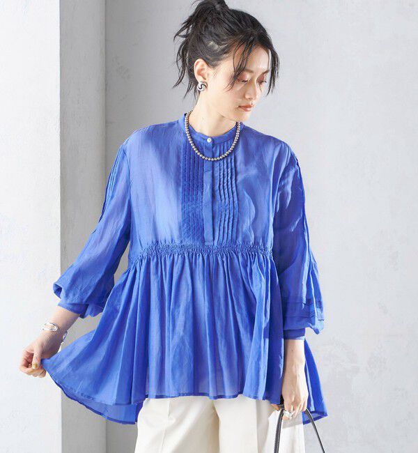 SHIPS for women「〈手洗い可能〉コットン シルク ギャザー ブラウス」|シャツ・ブラウス|