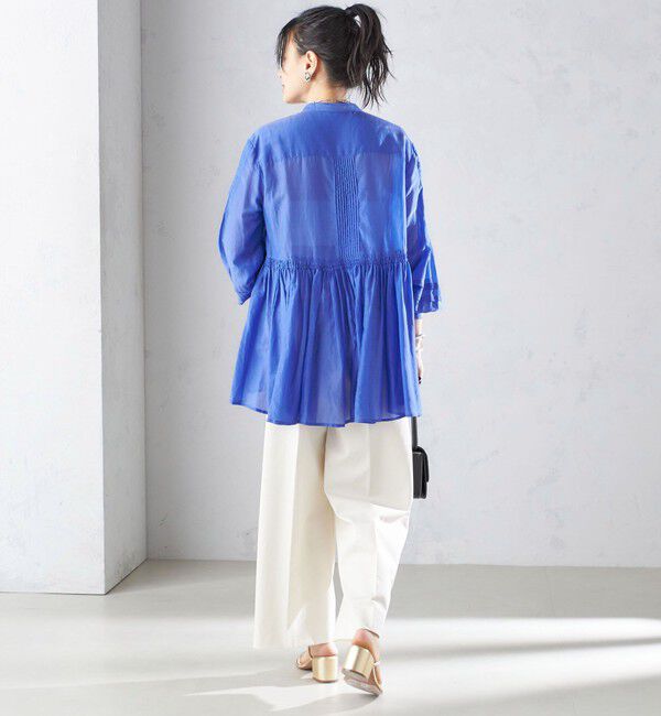 SHIPS for women「〈手洗い可能〉コットン シルク ギャザー ブラウス」|シャツ・ブラウス|