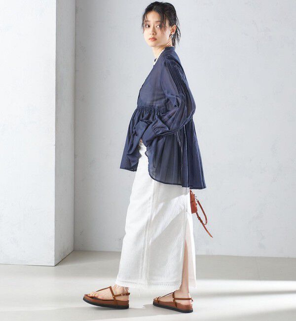 SHIPS for women「〈手洗い可能〉コットン シルク ギャザー ブラウス」|シャツ・ブラウス|