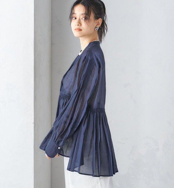 SHIPS for women「〈手洗い可能〉コットン シルク ギャザー ブラウス」|シャツ・ブラウス|