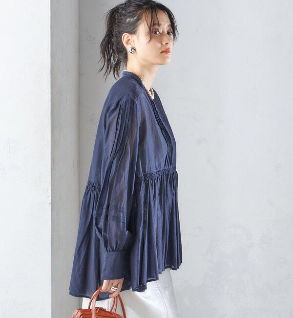SHIPS for women「〈手洗い可能〉コットン シルク ギャザー ブラウス」|シャツ・ブラウス|