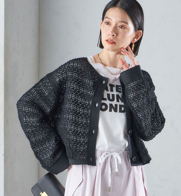 SHIPS for women「〈手洗い可能〉透かし編み 2WAY ニット ジャケット」|カーディガン|ブラック