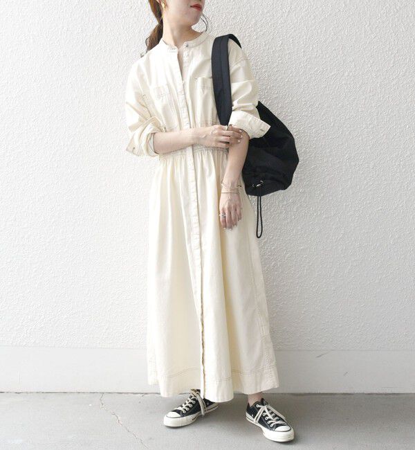 SHIPS any「SHIPS any: シャーリング デニム ポケット ワンピース ［SHIPS any DENIM］」|ワンピース|ナチュラル