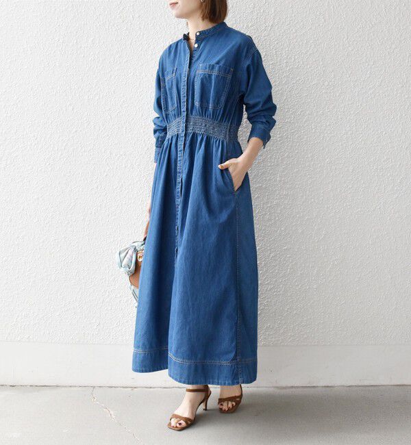 SHIPS any「SHIPS any: シャーリング デニム ポケット ワンピース ［SHIPS any DENIM］」|ワンピース|