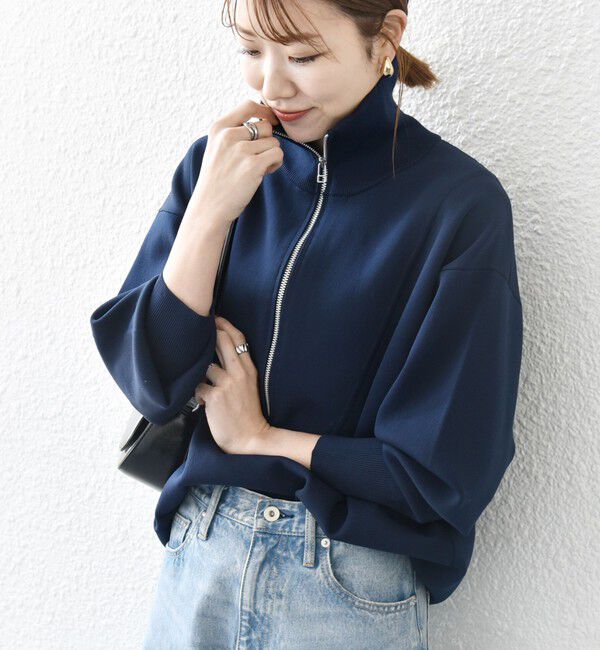 SHIPS any「SHIPS any:〈手洗い可能〉ハーフ ジップ ハイネック プルオーバー」|ニット・セーター|ネイビー