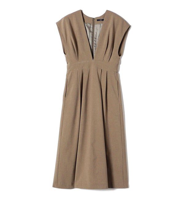 SHIPS for women「〈手洗い可能〉梳毛調 深V ノースリーブ ワンピース」|ワンピース|