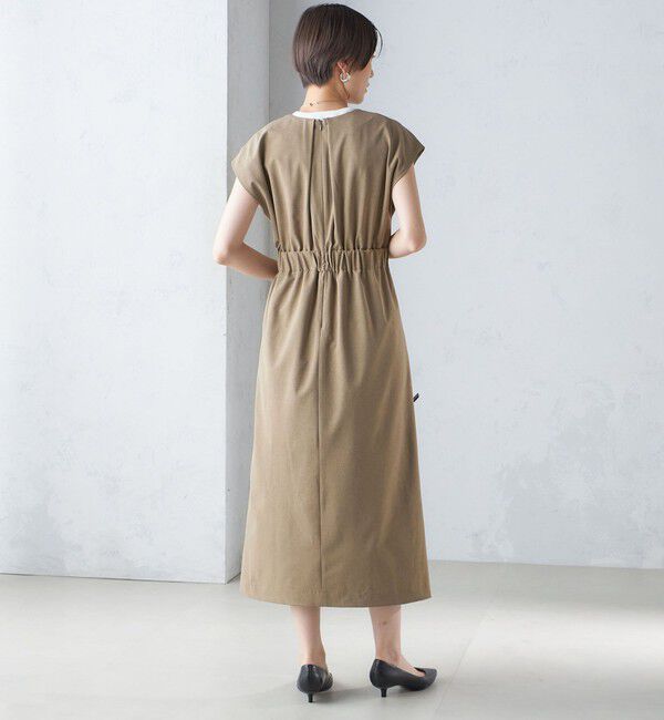 SHIPS for women「〈手洗い可能〉梳毛調 深V ノースリーブ ワンピース」|ワンピース|