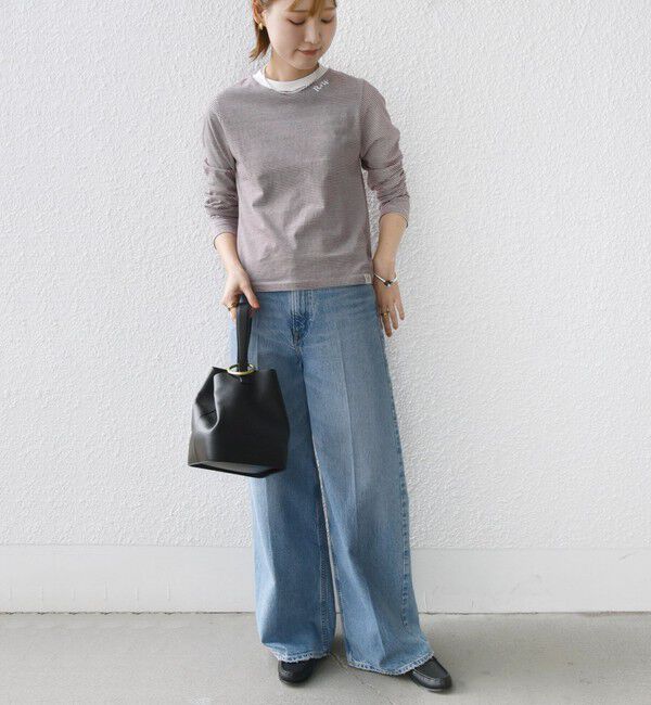 SHIPS for women「【WEB限定】〈洗濯機可能〉刺繍 デザイン ボーダー リンガー TEE」|Tシャツ・カットソー|