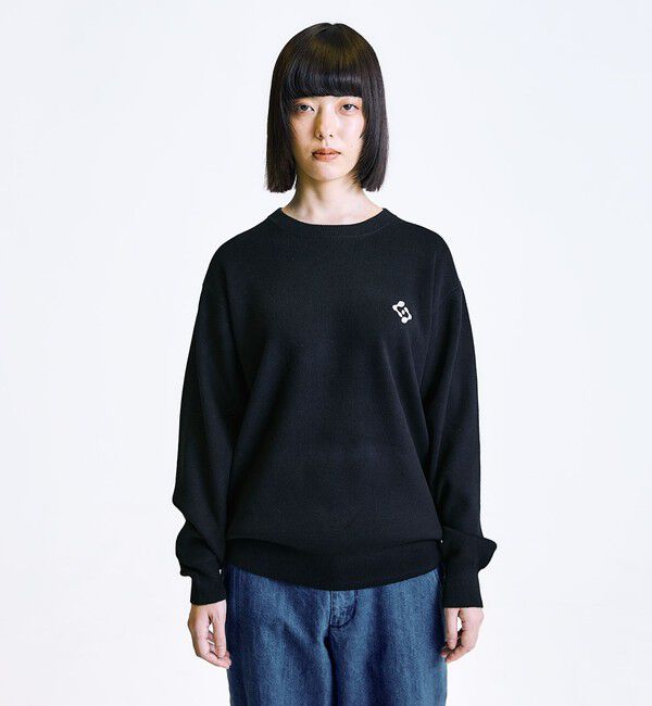 SHIPS「City Ambient Products:〈手洗い可能〉コンパクトリブ ワンポイント ロゴ ニット」|ニット・セーター|