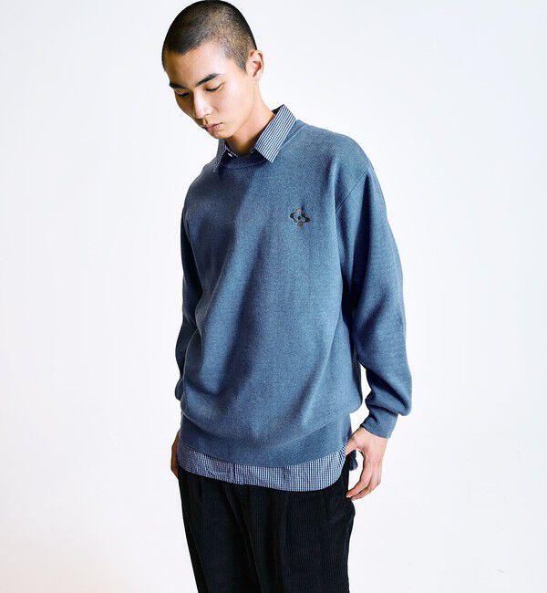 SHIPS「City Ambient Products:〈手洗い可能〉コンパクトリブ ワンポイント ロゴ ニット」|ニット・セーター|