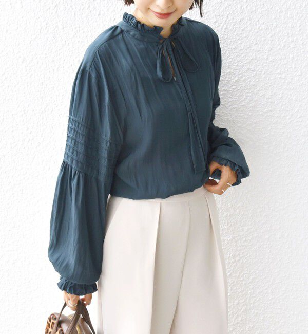 SHIPS for women「〈手洗い可能〉割繊 前後 2WAY 袖タック デザイン ブラウス」|シャツ・ブラウス|