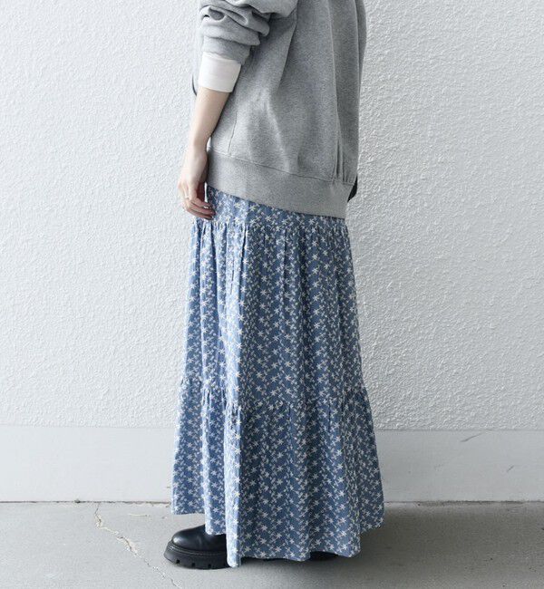 SHIPS any「SHIPS any:〈洗濯機可能〉エンブロイダリー シャンブレー ティアード スカート」|スカート|