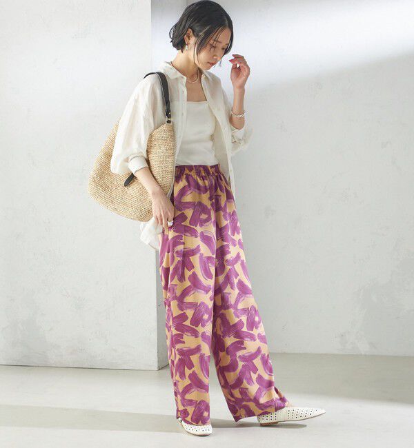 SHIPS for women「〈手洗い可能〉サテン プリント ドロスト パンツ」|その他|